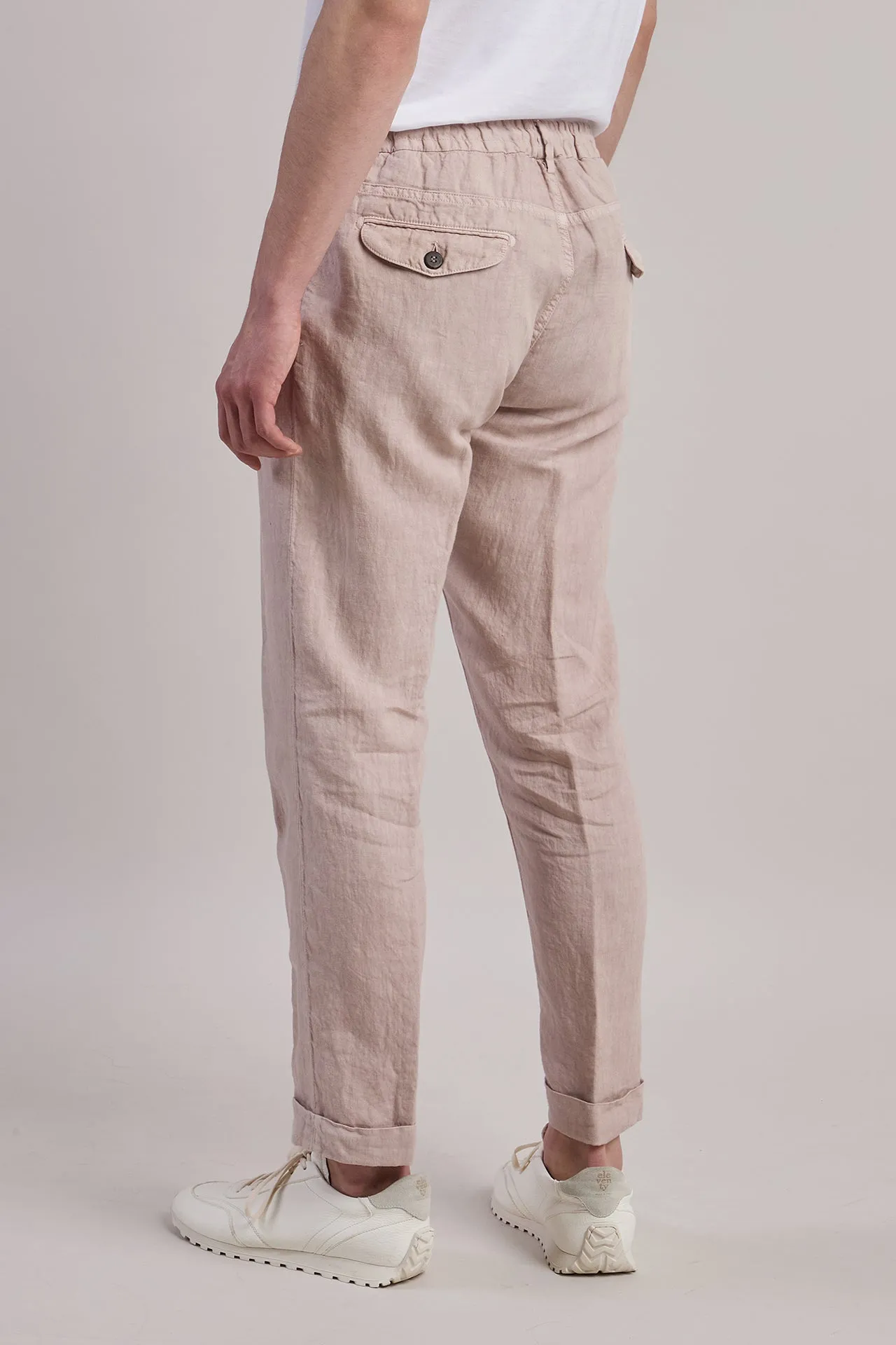 Men's Slim Fit Garment-Dyed Linen Jogger Trousers | Eleventy sold by Eleventy product image thumbnail 3