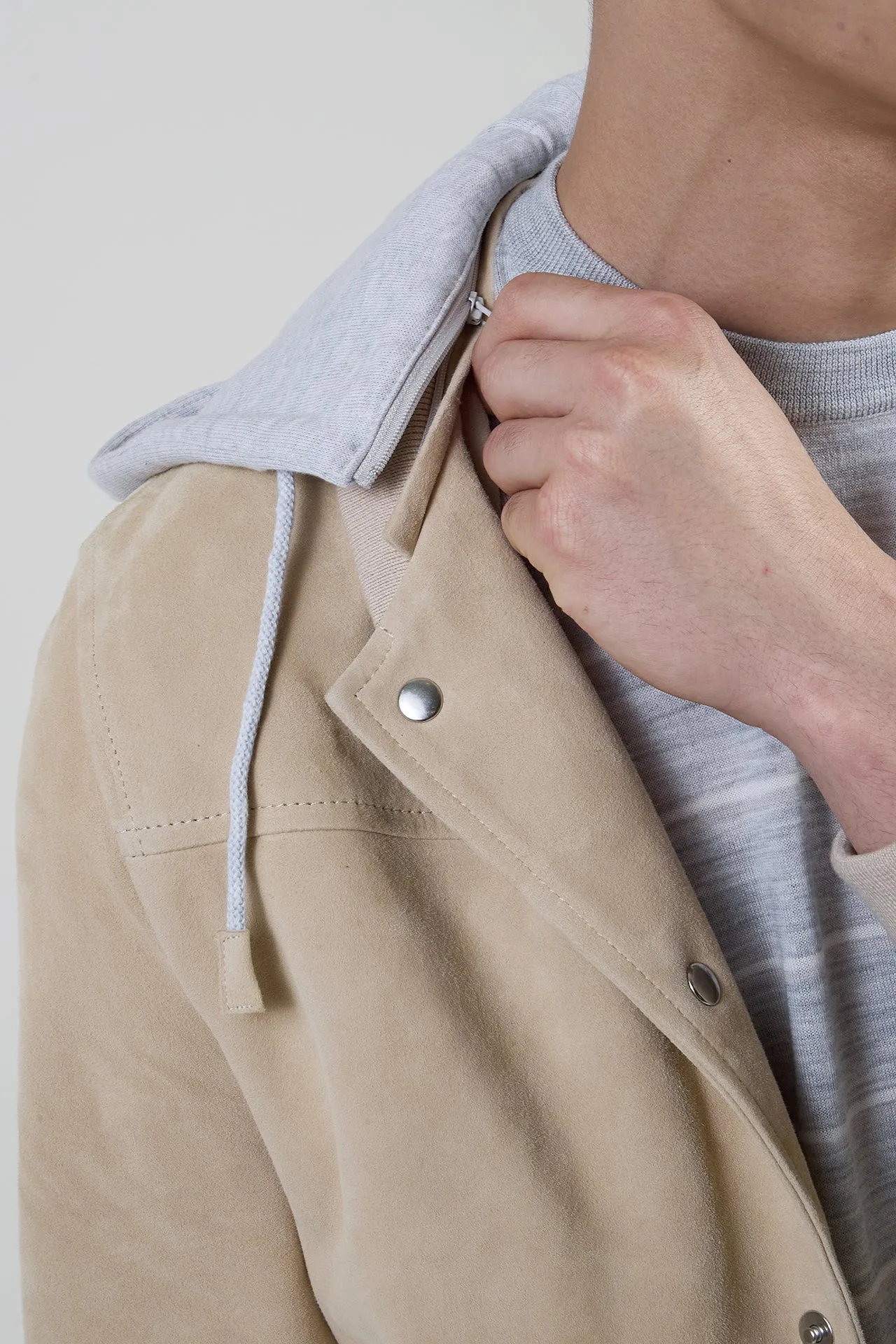 Men's Suede and Jersey Bomber Jacket with Hood | Eleventy sold by Eleventy product image thumbnail 5