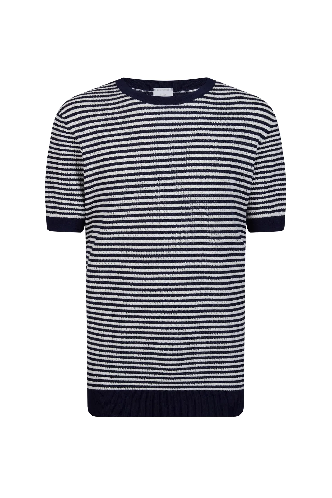 Men's Striped Crew Neck Sweater in Cool Cotton | Eleventy sold by Eleventy