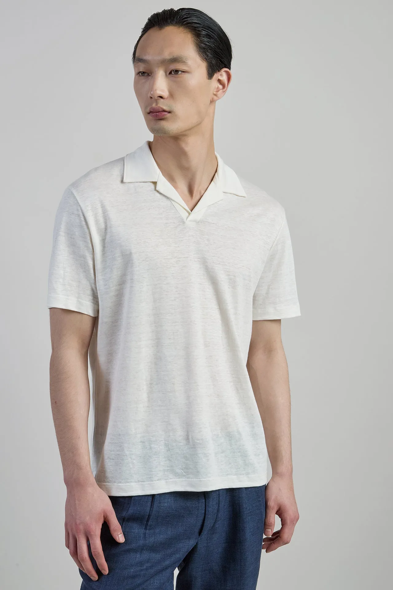 Men's Linen Polo Shirt with Bowling Collar | Eleventy sold by Eleventy product image thumbnail 2