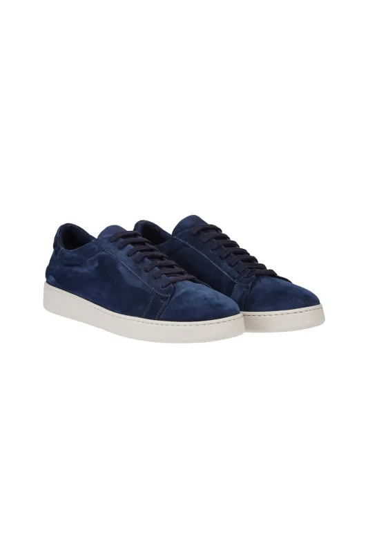 Men's Navy Blue Suede Lace-Up Sneakers and Casual Shoes | Eleventy made by Eleventy