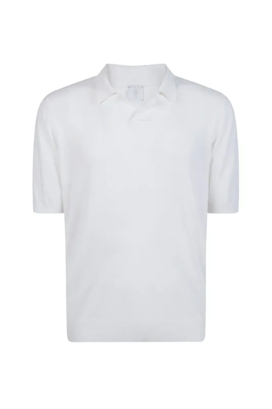 Linen and Cotton Knitted Polo Shirt - Bowling Collar | Eleventy made by Eleventy