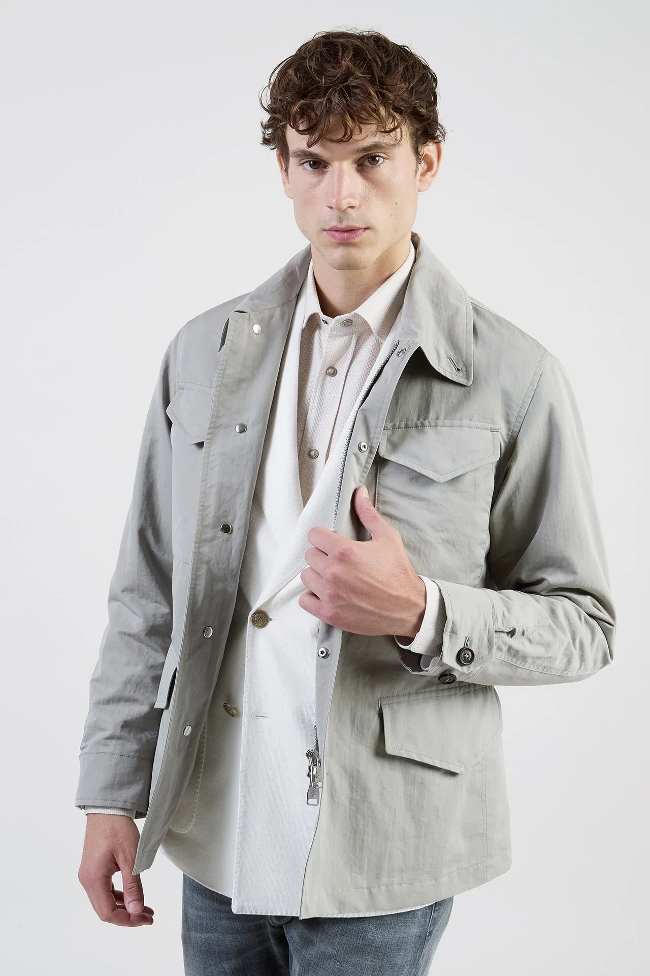 Men's Cotton and Silk Safari Jacket | Eleventy sold by Eleventy product image thumbnail 2
