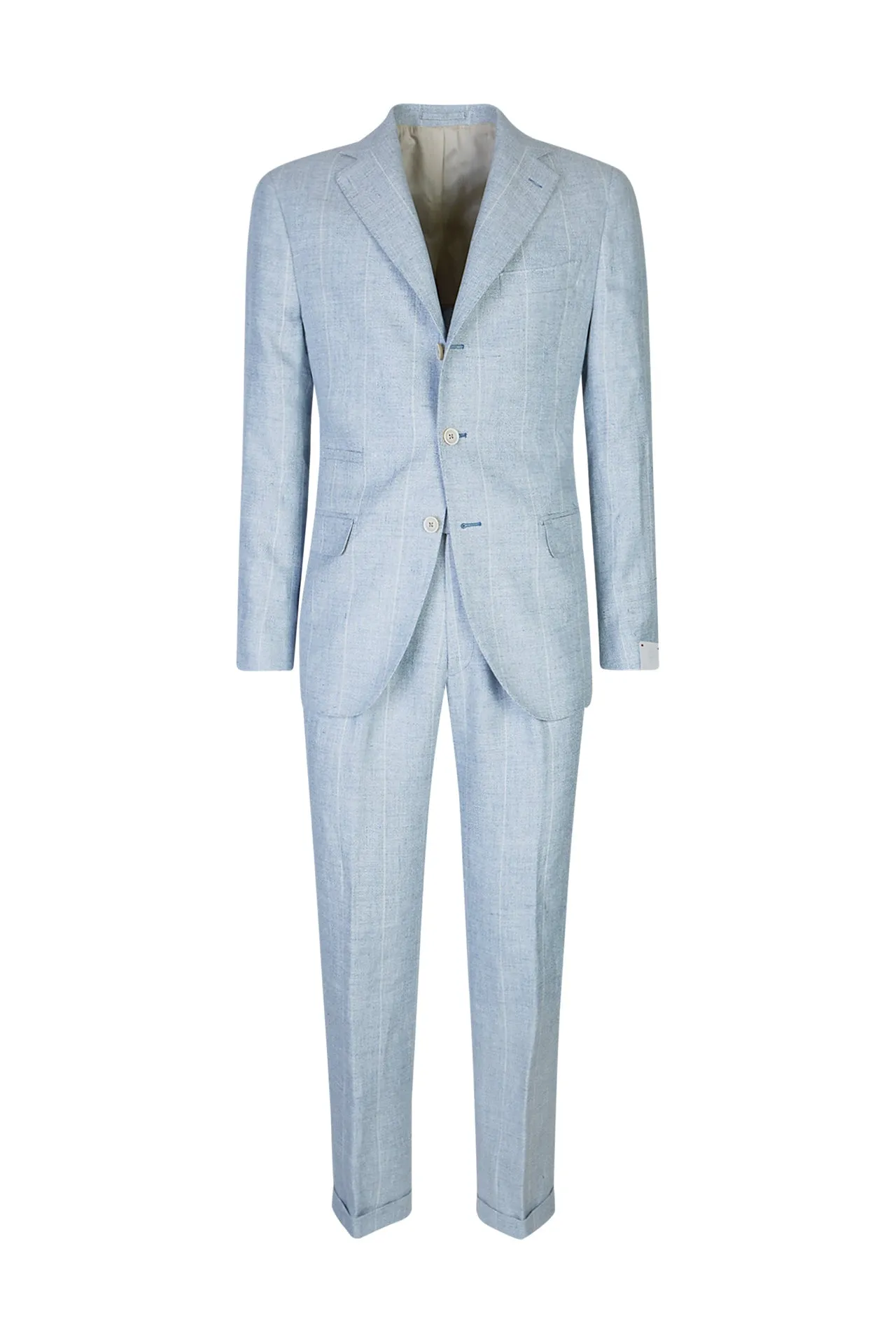 Men's Slim Fit Single-Breasted Pinstripe Linen Suit | Eleventy sold by Eleventy