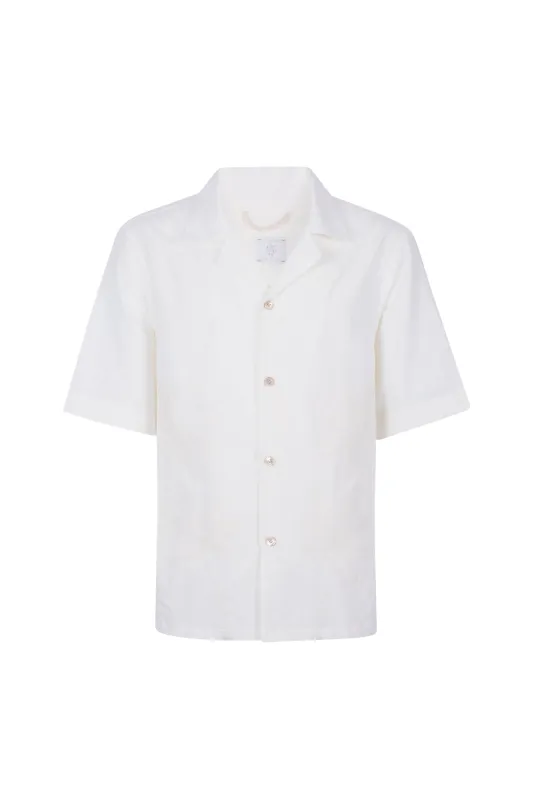 Embroidered Cotton Shirt with Bowling Collar | Eleventy made by Eleventy