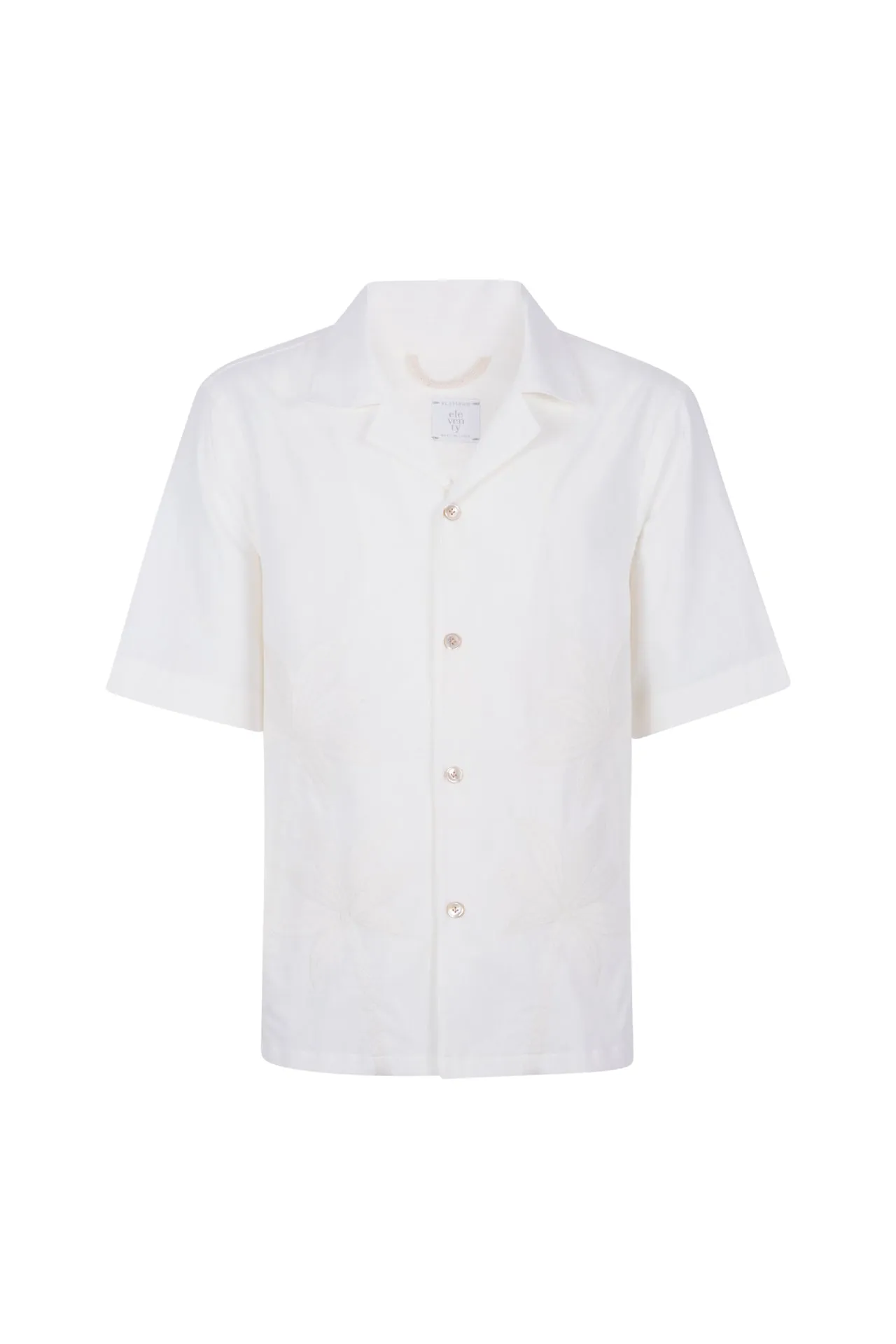 Embroidered Cotton Shirt with Bowling Collar | Eleventy sold by Eleventy