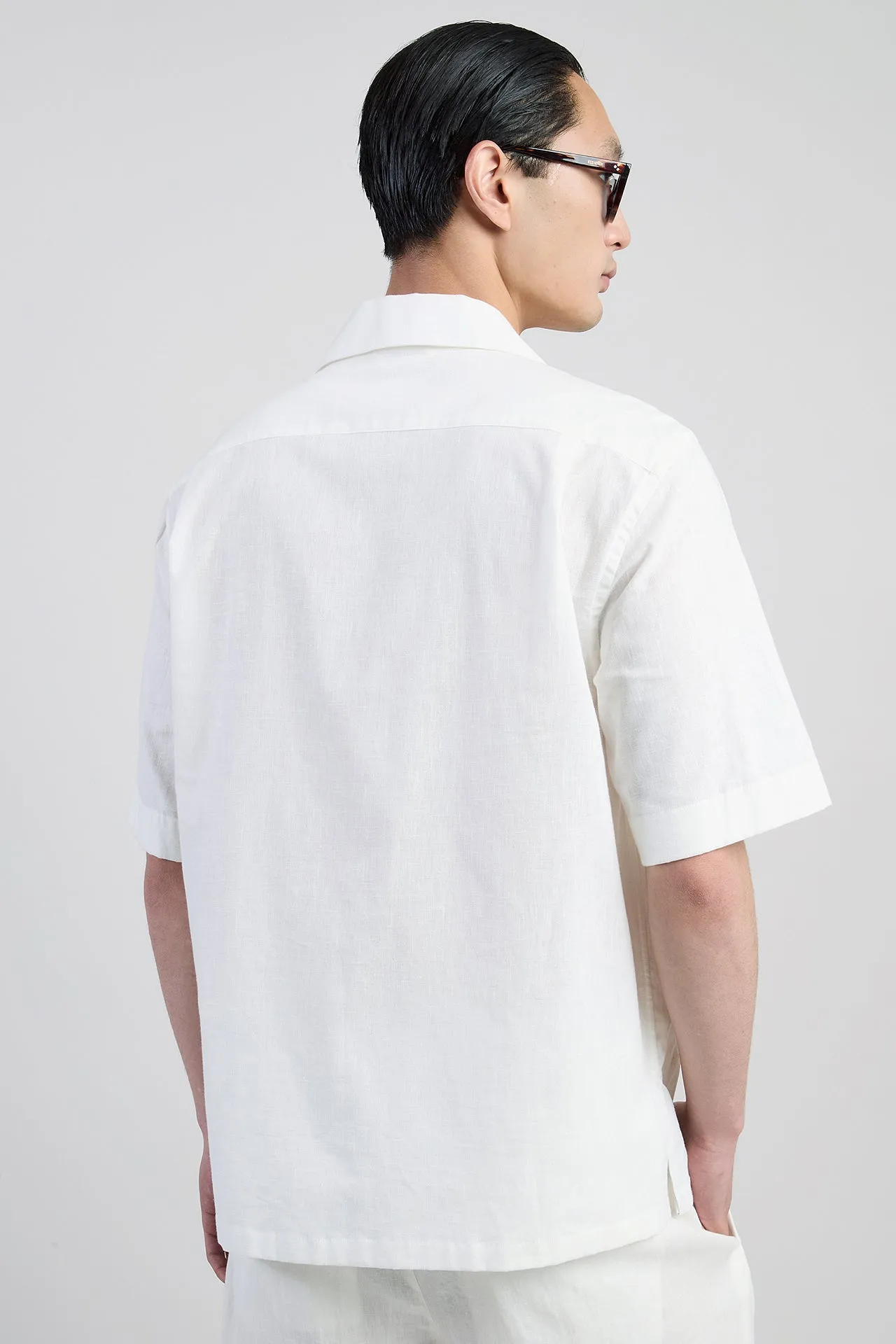 Embroidered Cotton Shirt with Bowling Collar | Eleventy sold by Eleventy product image thumbnail 3
