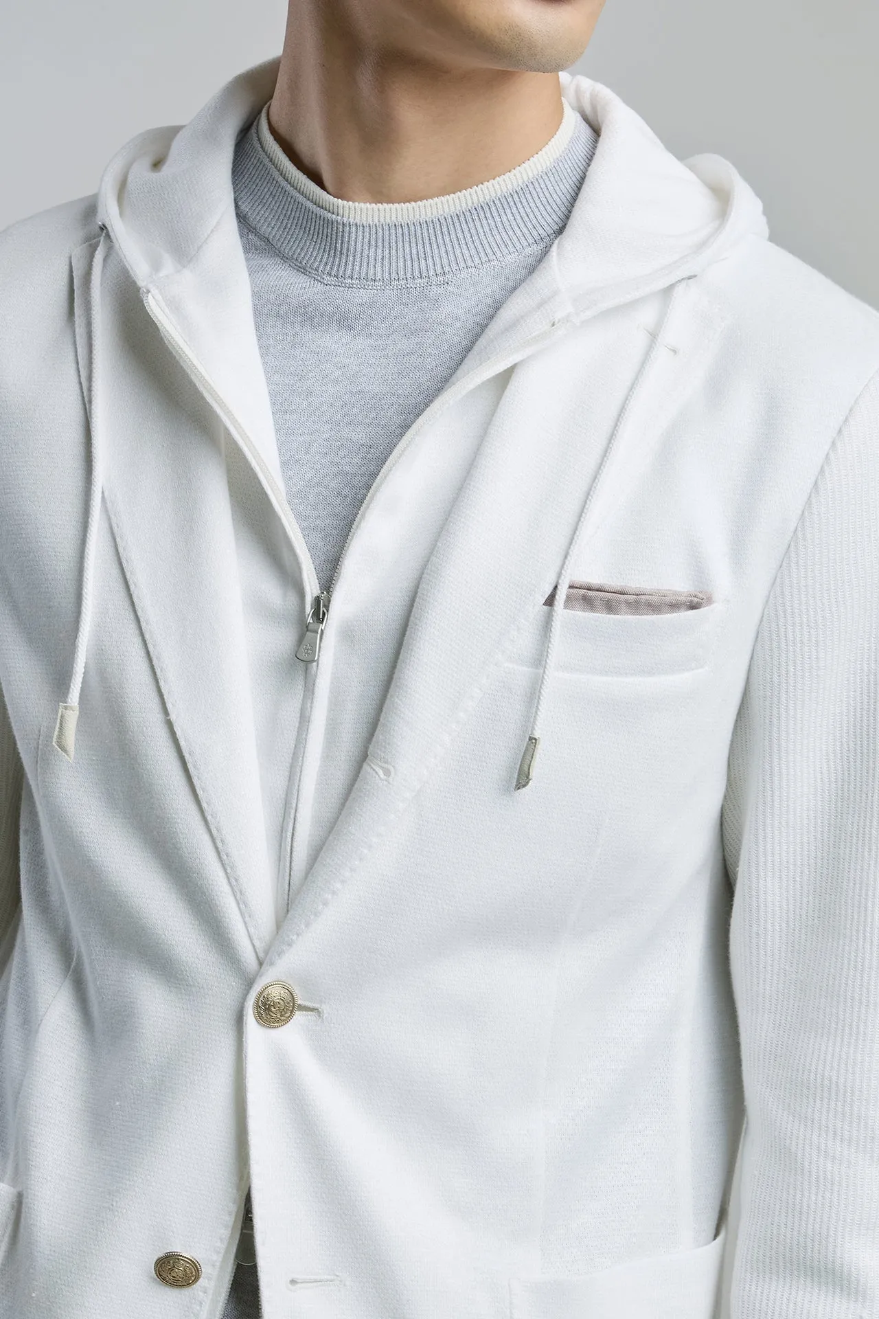 COTTON LINEN BIB JACKET IN ENGLISH RIB STITCH sold by Eleventy product image thumbnail 4