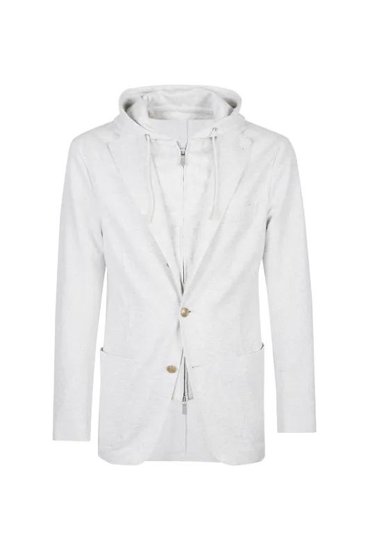 COTTON LINEN BIB JACKET IN ENGLISH RIB STITCH sold by Eleventy