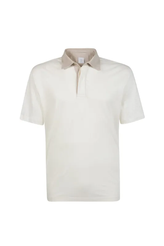 Men's Linen Jersey Polo Shirt with Contrast Collar | Eleventy made by Eleventy