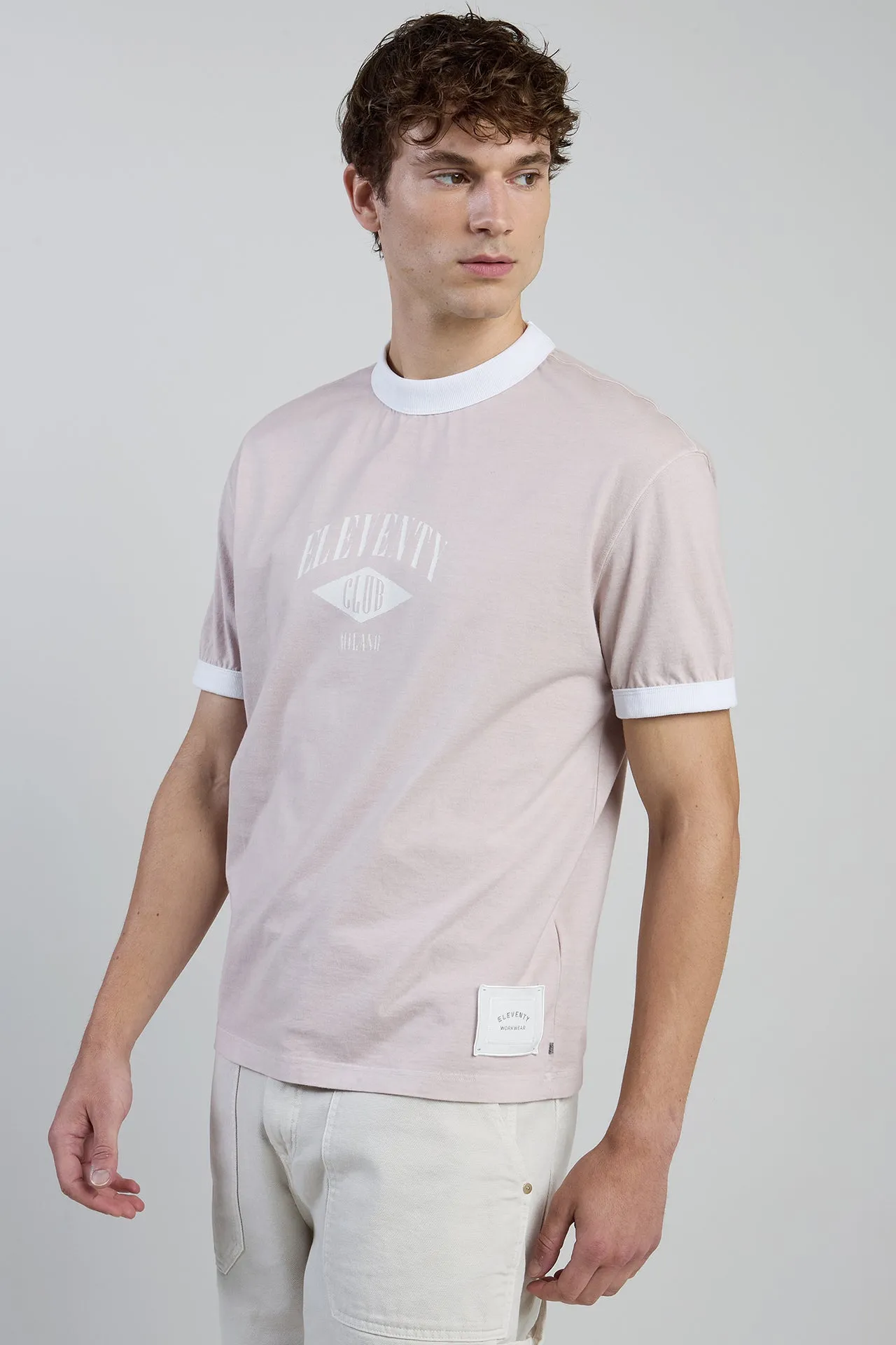 Men's relaxed fit crew neck garment-dyed cotton T-shirt | Eleventy sold by Eleventy product image thumbnail 2