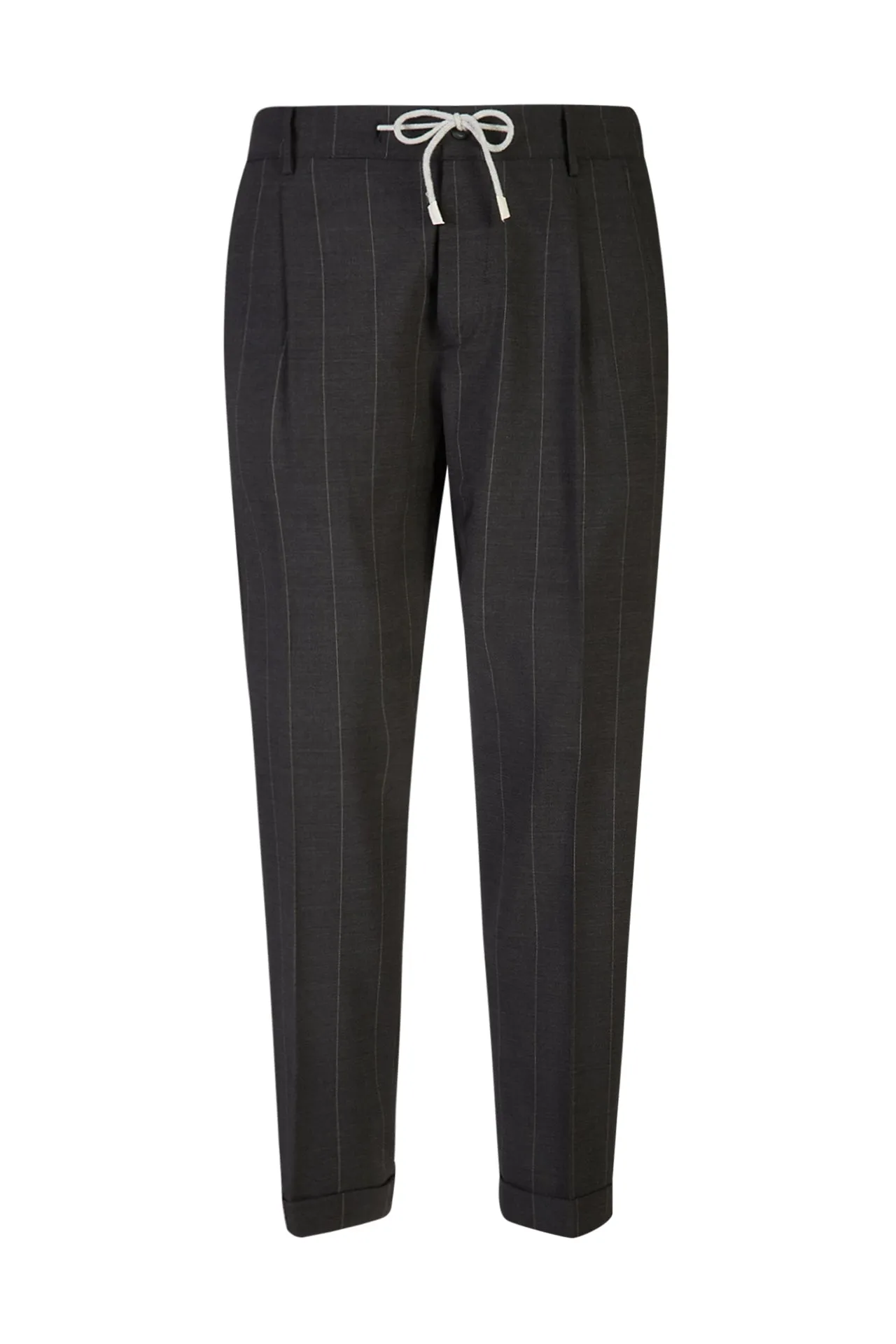 Men's Pinstripe Wool Jogger Trousers with Pleats | Eleventy sold by Eleventy