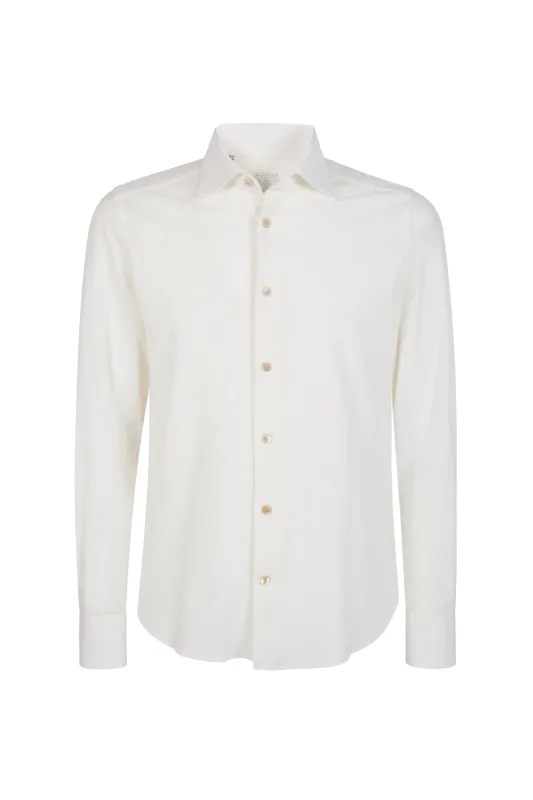 Men's Slim Fit Dandy Shirt in Cotton Linen Jersey | Eleventy made by Eleventy