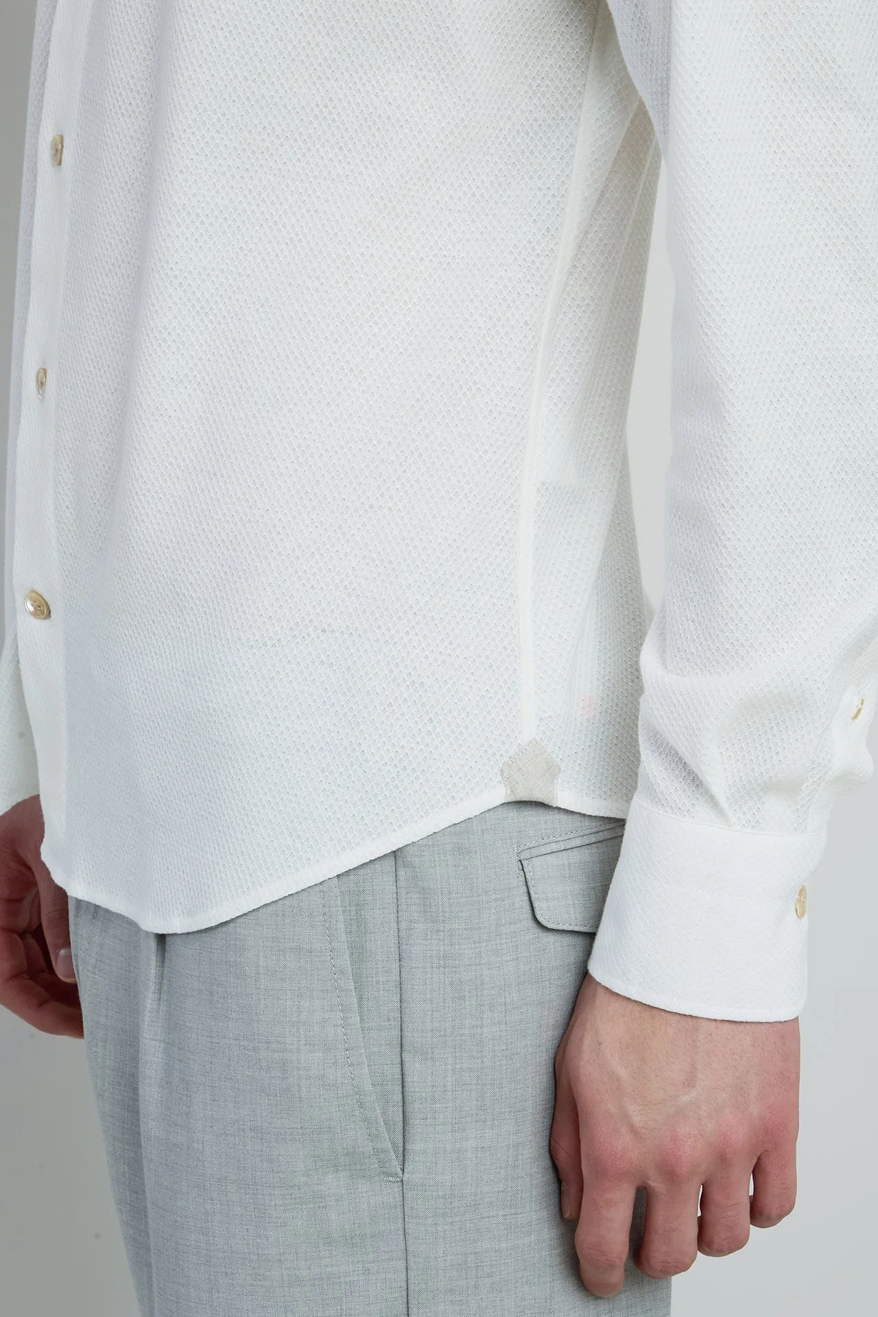 Men's Slim Fit Dandy Shirt in Cotton Linen Jersey | Eleventy sold by Eleventy product image thumbnail 5