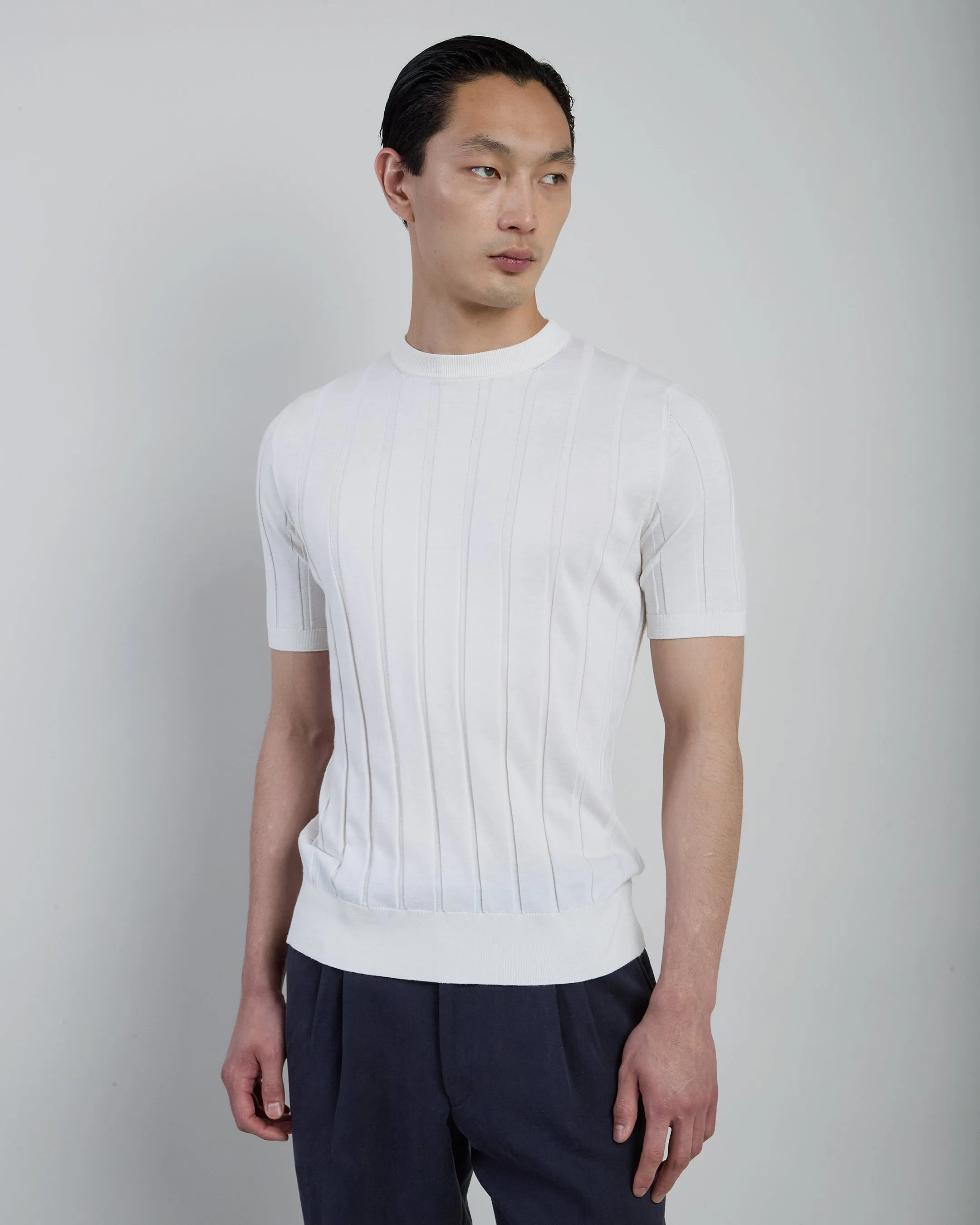 Men's Crew Neck Sweater in Fine Cotton Silk Cashmere | Eleventy sold by Eleventy product image thumbnail 2