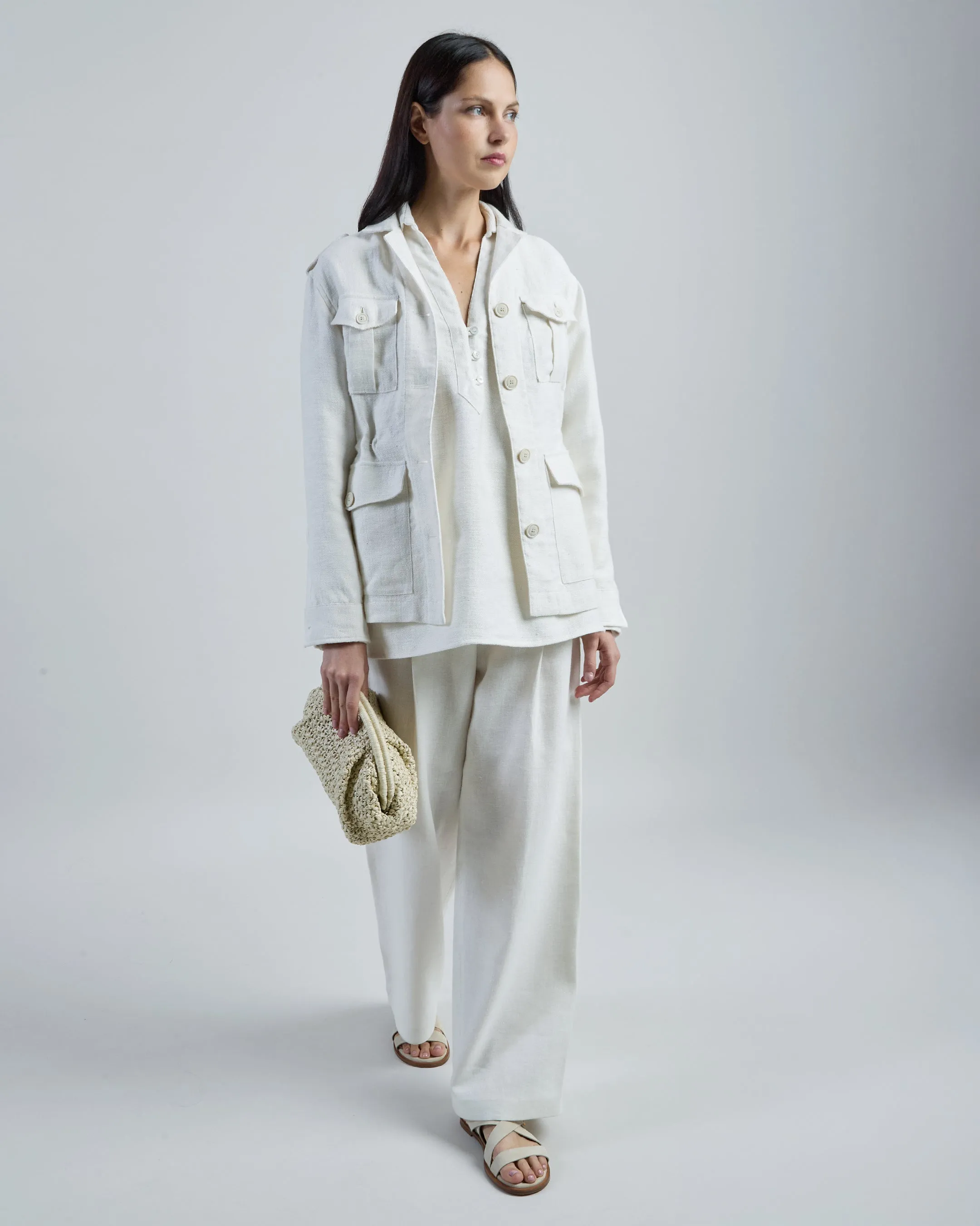 Women's Hemp and Linen Safari Jacket with Pockets | Eleventy sold by Eleventy product image thumbnail 5