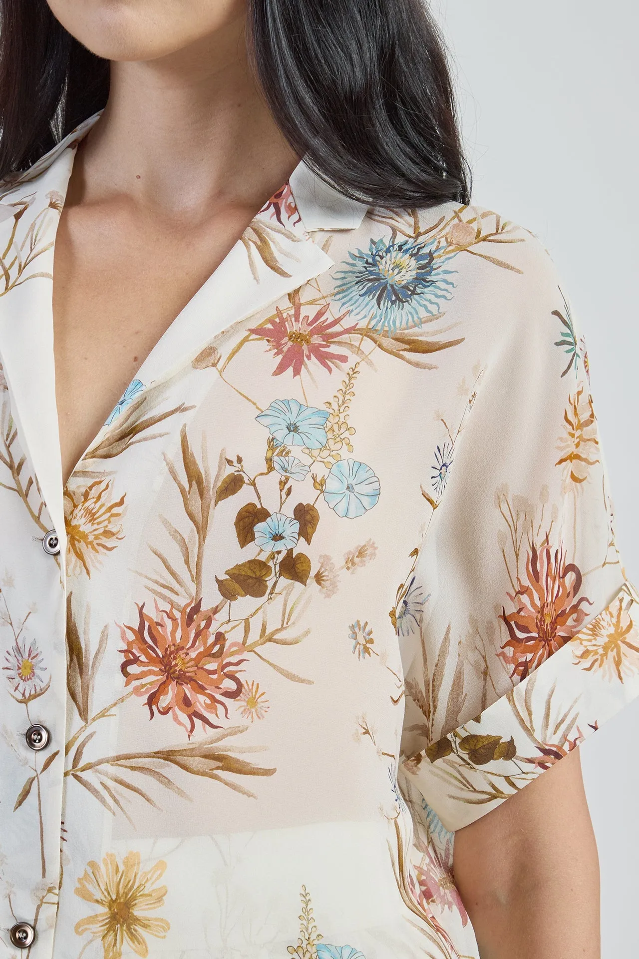 Camicia in Seta a Fiori con Collo Bowling da Donna sold by Eleventy product image thumbnail 4