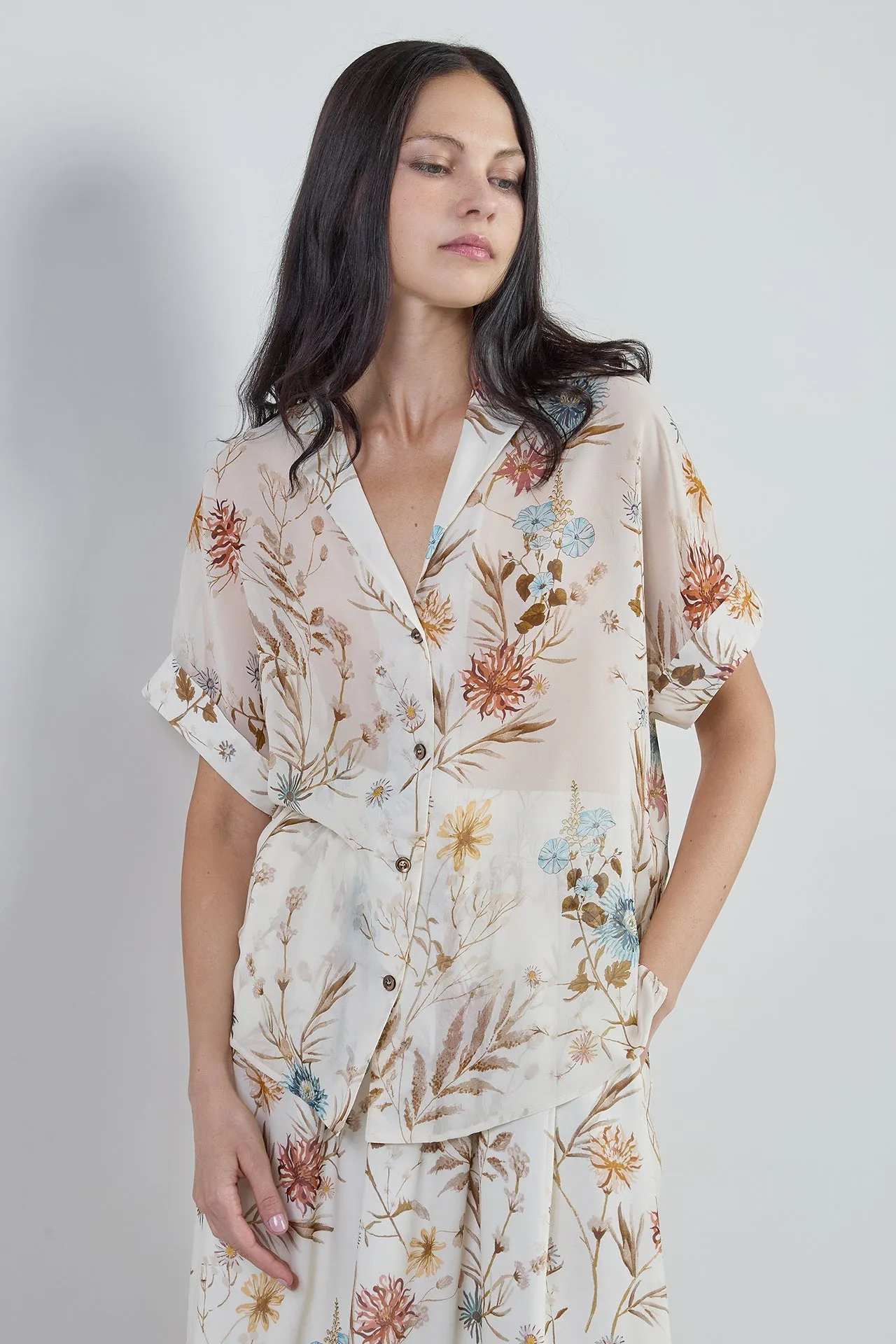 Camicia in Seta a Fiori con Collo Bowling da Donna sold by Eleventy product image thumbnail 2