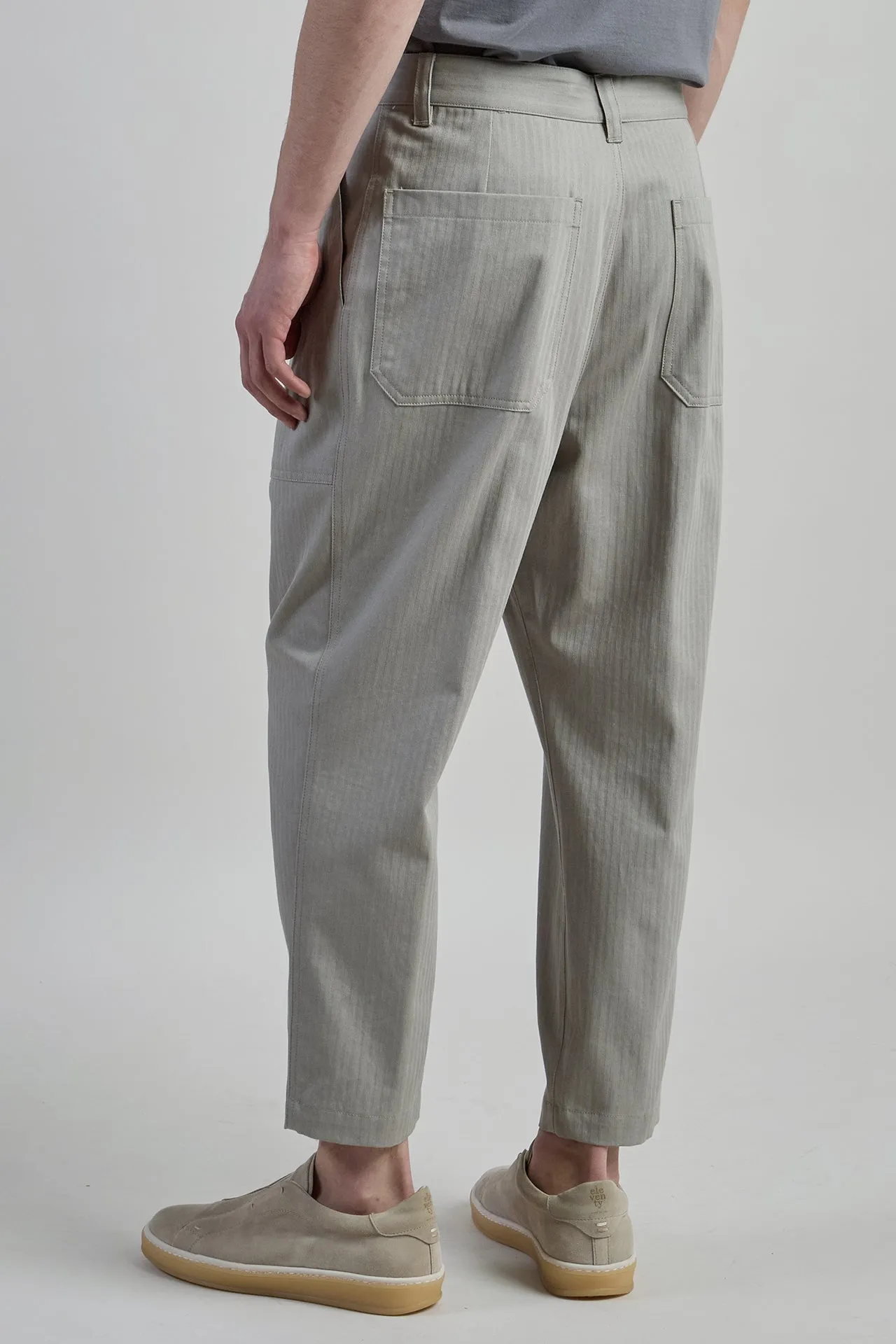 Men's Relaxed Fit Cotton Fatigue Trousers with Pleats | Eleventy sold by Eleventy product image thumbnail 3