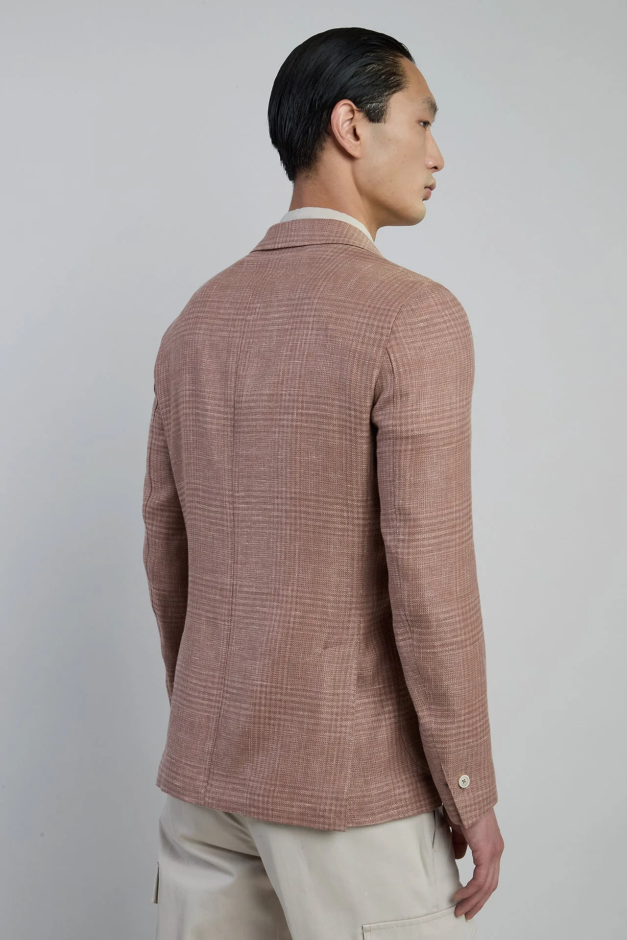 Slim Fit Linen Wool and Silk Single-Breasted Jacket | Eleventy sold by Eleventy product image thumbnail 3