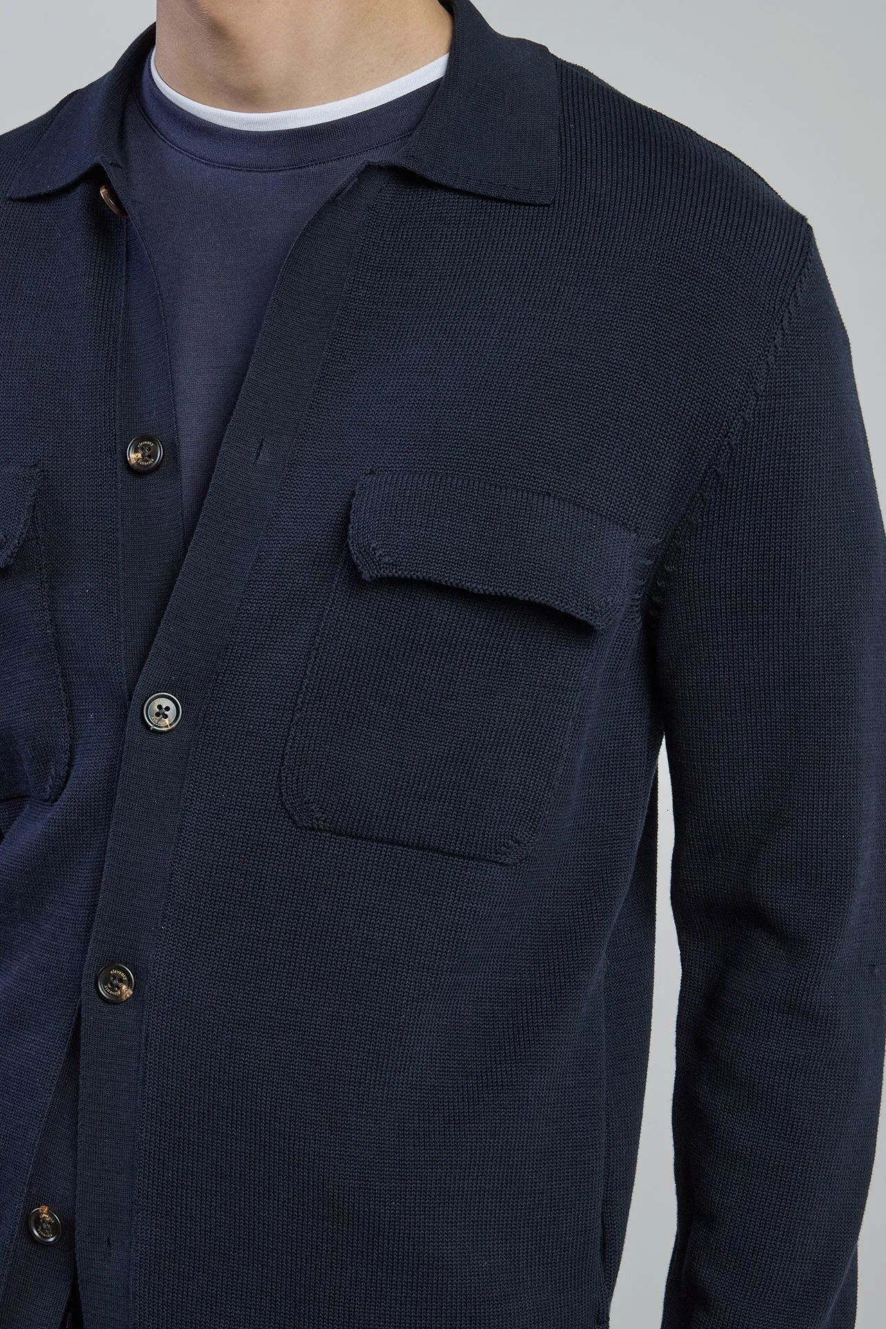 Men's Knitted Cotton Overshirt with Patch Pockets | Eleventy sold by Eleventy product image thumbnail 4