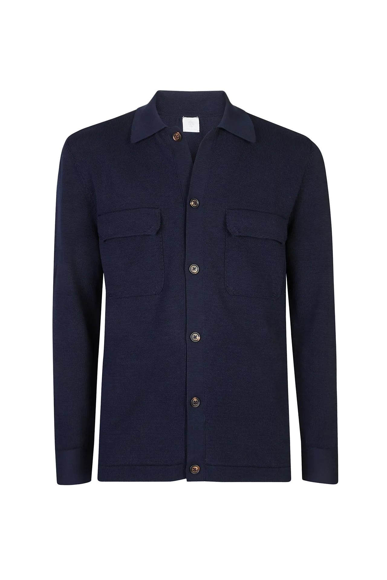 Men's Knitted Cotton Overshirt with Patch Pockets | Eleventy sold by Eleventy