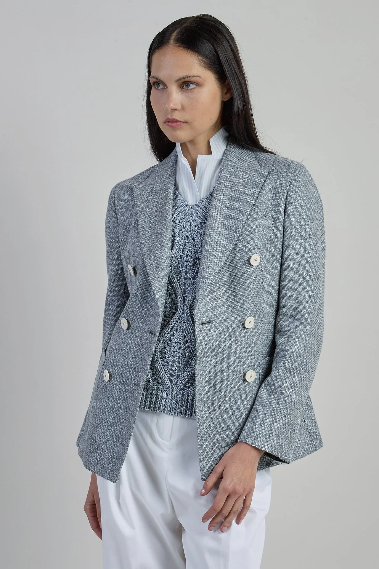 Giacca Doppiopetto in Seta Lino e Cotone da Donna sold by Eleventy product image thumbnail 2