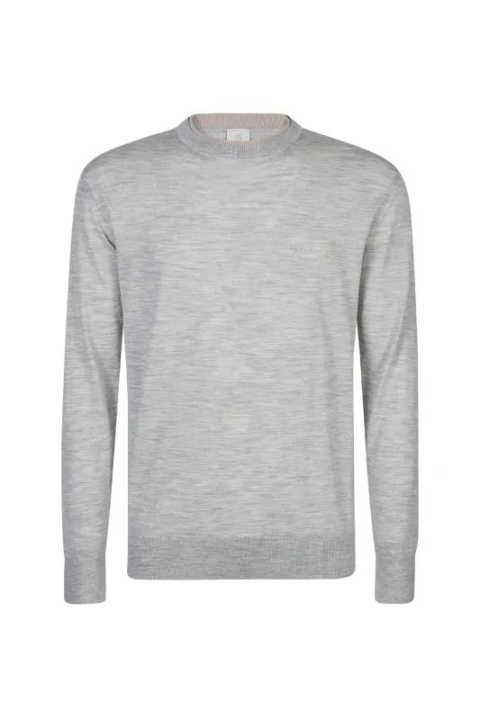 Men's Crew Neck Merino Wool and Silk 18-Gauge Sweater | Eleventy made by Eleventy