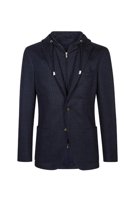 Men's Linen, Cotton and Tencel Jacket with Bib | Eleventy made by Eleventy