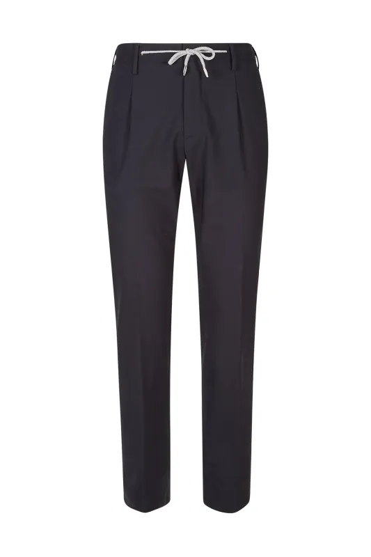 Men's Virgin Wool Jogger Trousers with Drawstring | Eleventy made by Eleventy