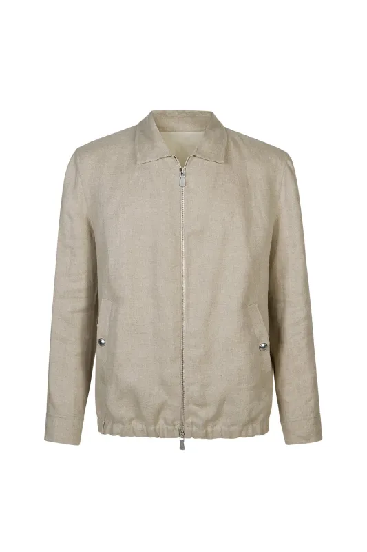 Men's Relaxed Fit Cool Linen and Silk Bomber Jacket | Eleventy made by Eleventy