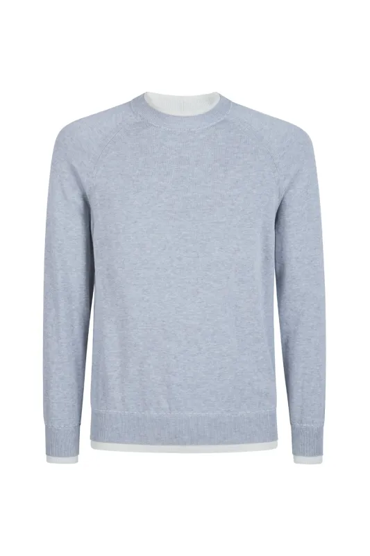 Men's Crew Neck Cotton Sweater 12-Gauge Knit | Eleventy made by Eleventy