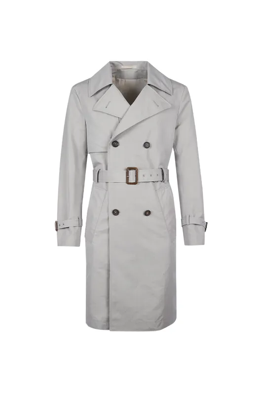 Double-Breasted Cotton and Silk Trench Coat with Belt | Eleventy made by Eleventy