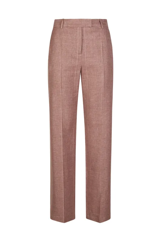 Women's Straight-Leg Linen Wool and Silk Trousers | Eleventy made by Eleventy