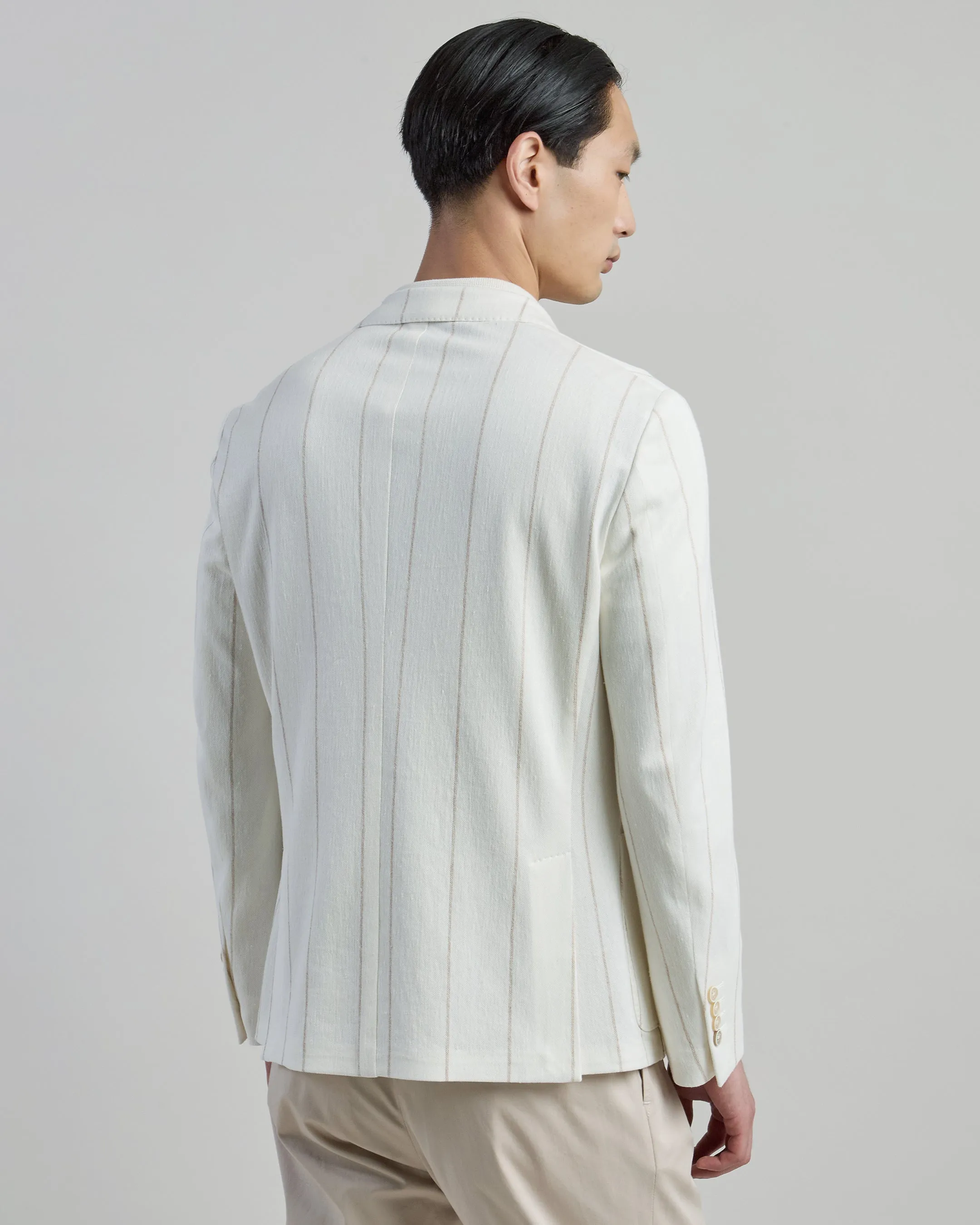 Men's Slim Fit Single-Breasted Cotton Linen Jacket | Eleventy sold by Eleventy product image thumbnail 3