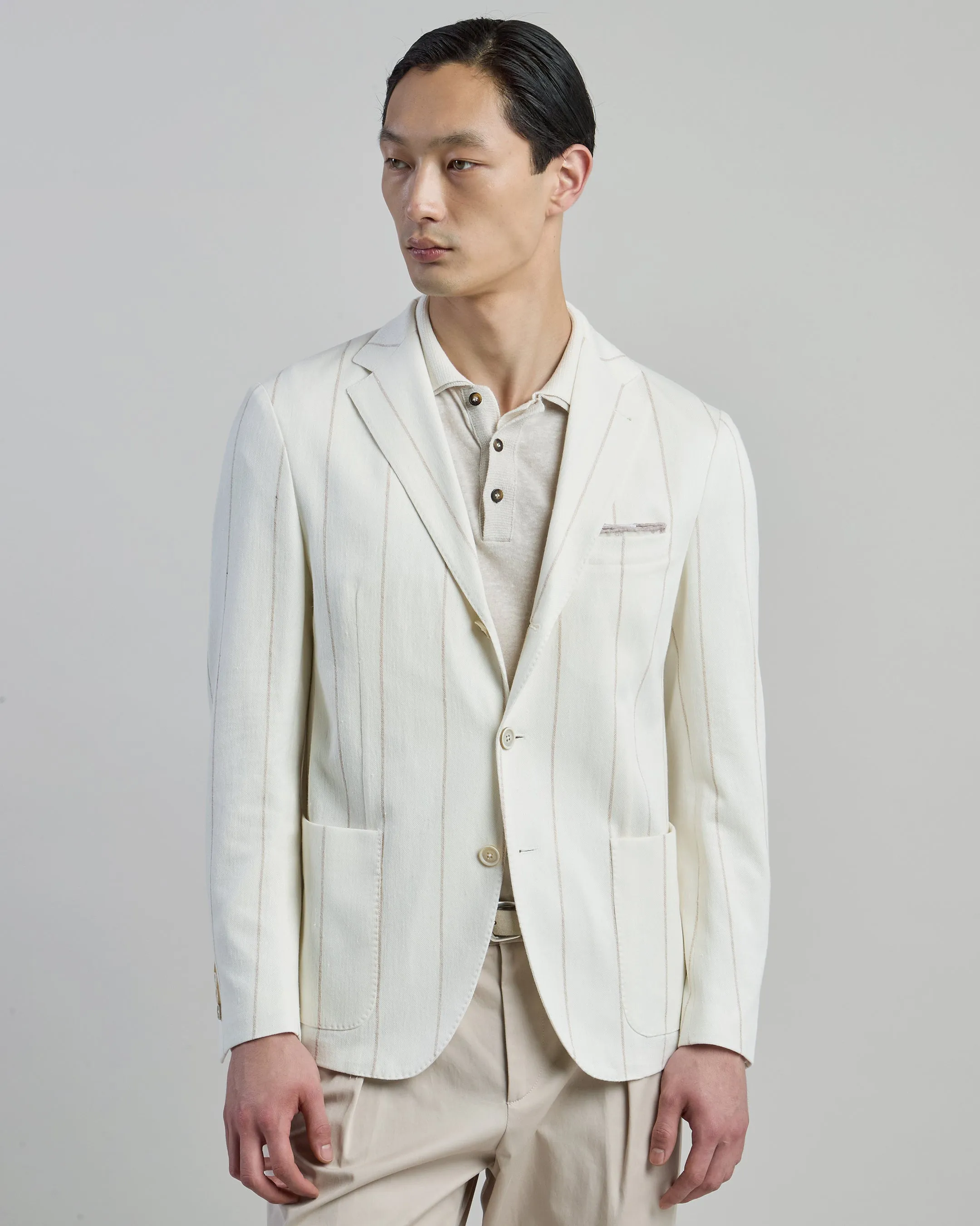 Men's Slim Fit Single-Breasted Cotton Linen Jacket | Eleventy sold by Eleventy product image thumbnail 2