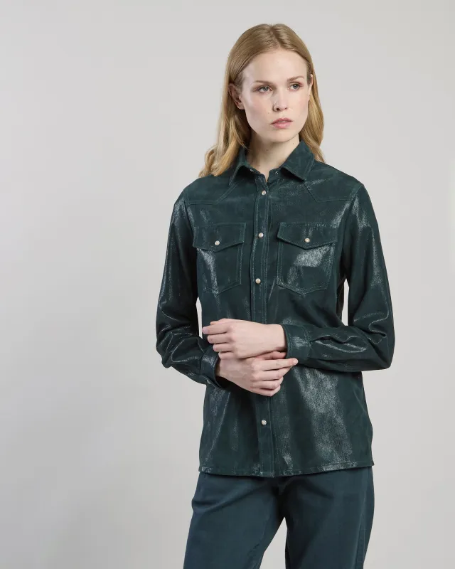 CAMICIA TEXAS IN PELLE SUEDE STAMPATO made by Eleventy