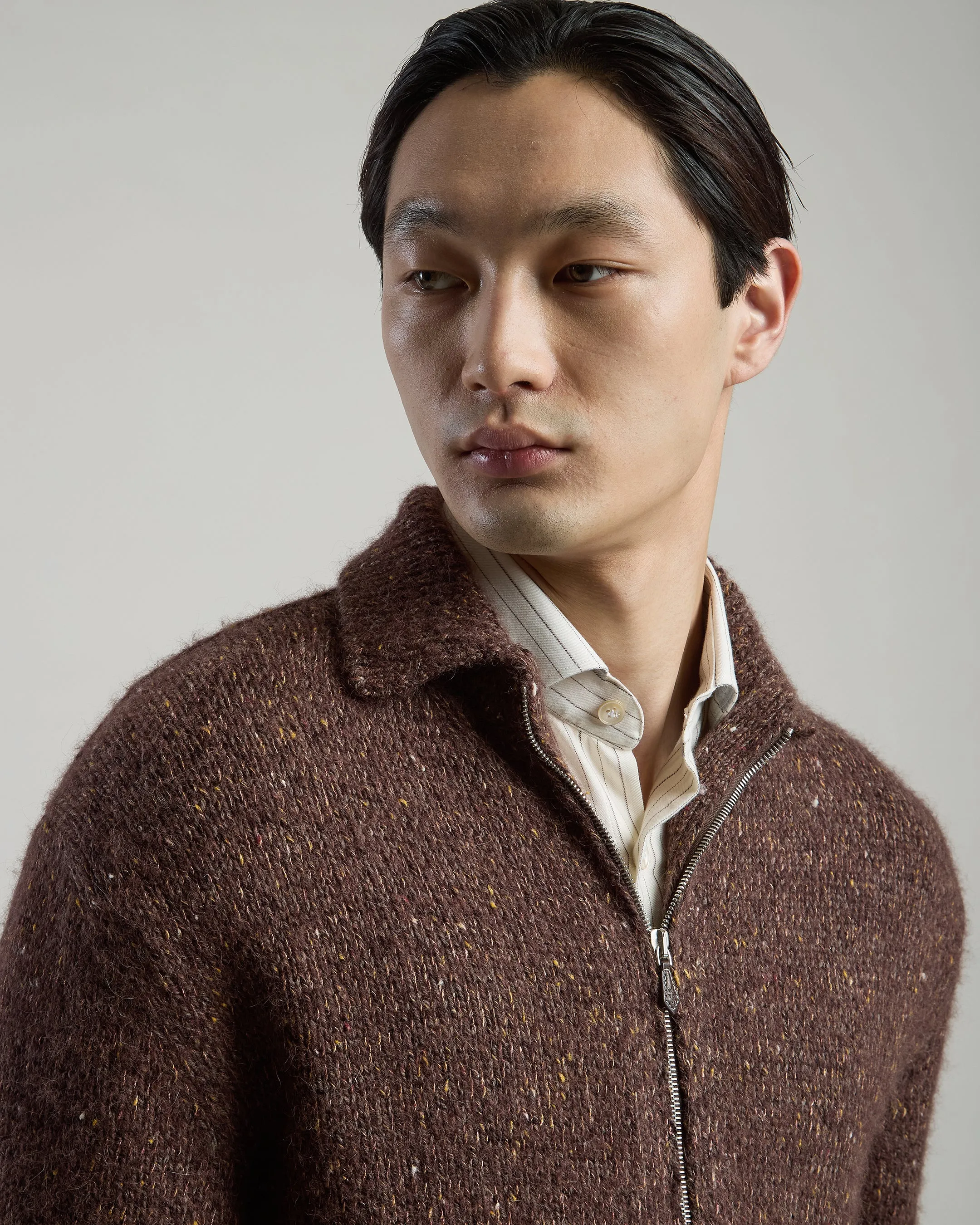 MAGLIA FULL ZIP LANA ALPACA SETA sold by Eleventy product image thumbnail 3