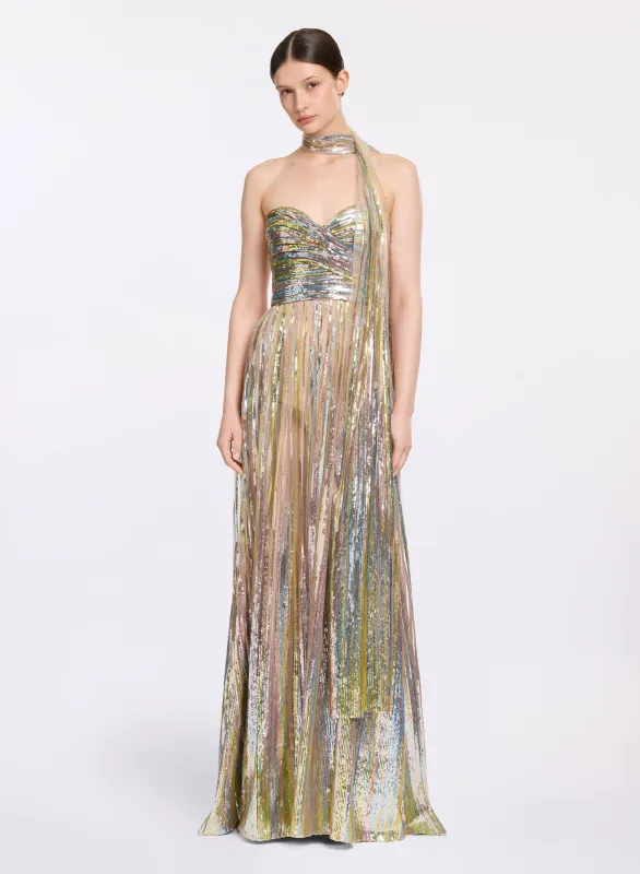 Sequin Embroidered Tulle Dress sold by Elie Saab