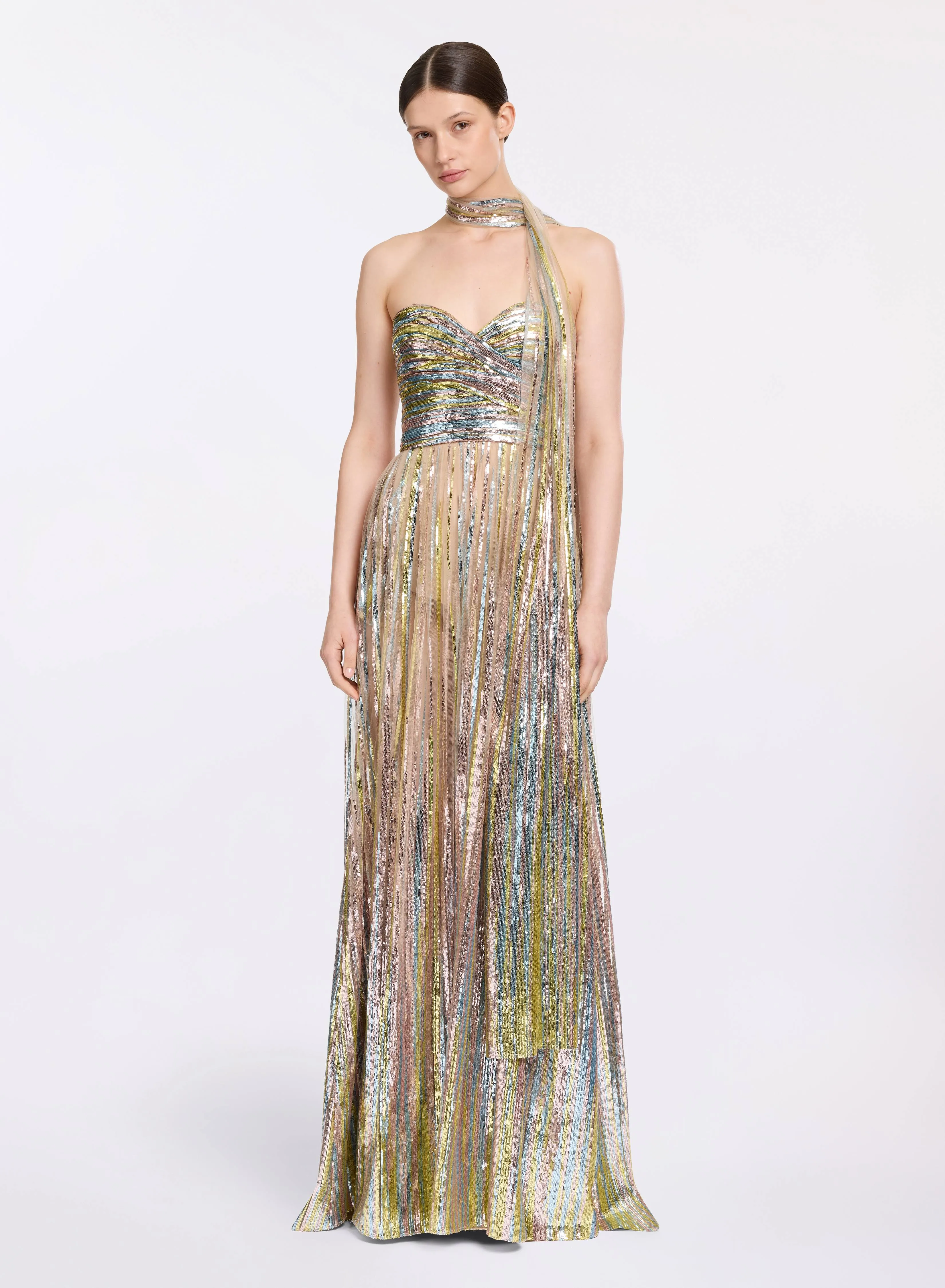Sequin Embroidered Tulle Dress sold by Elie Saab