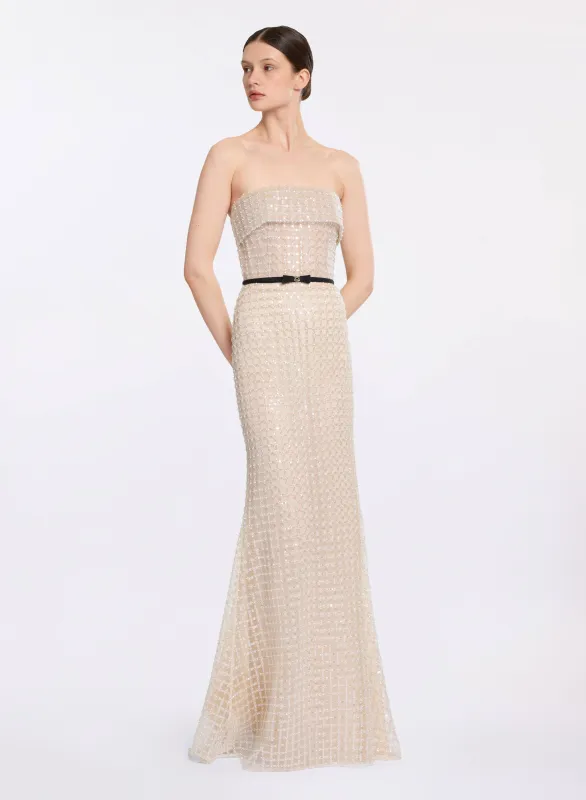 Strapless Pearl Long Dress sold by Elie Saab