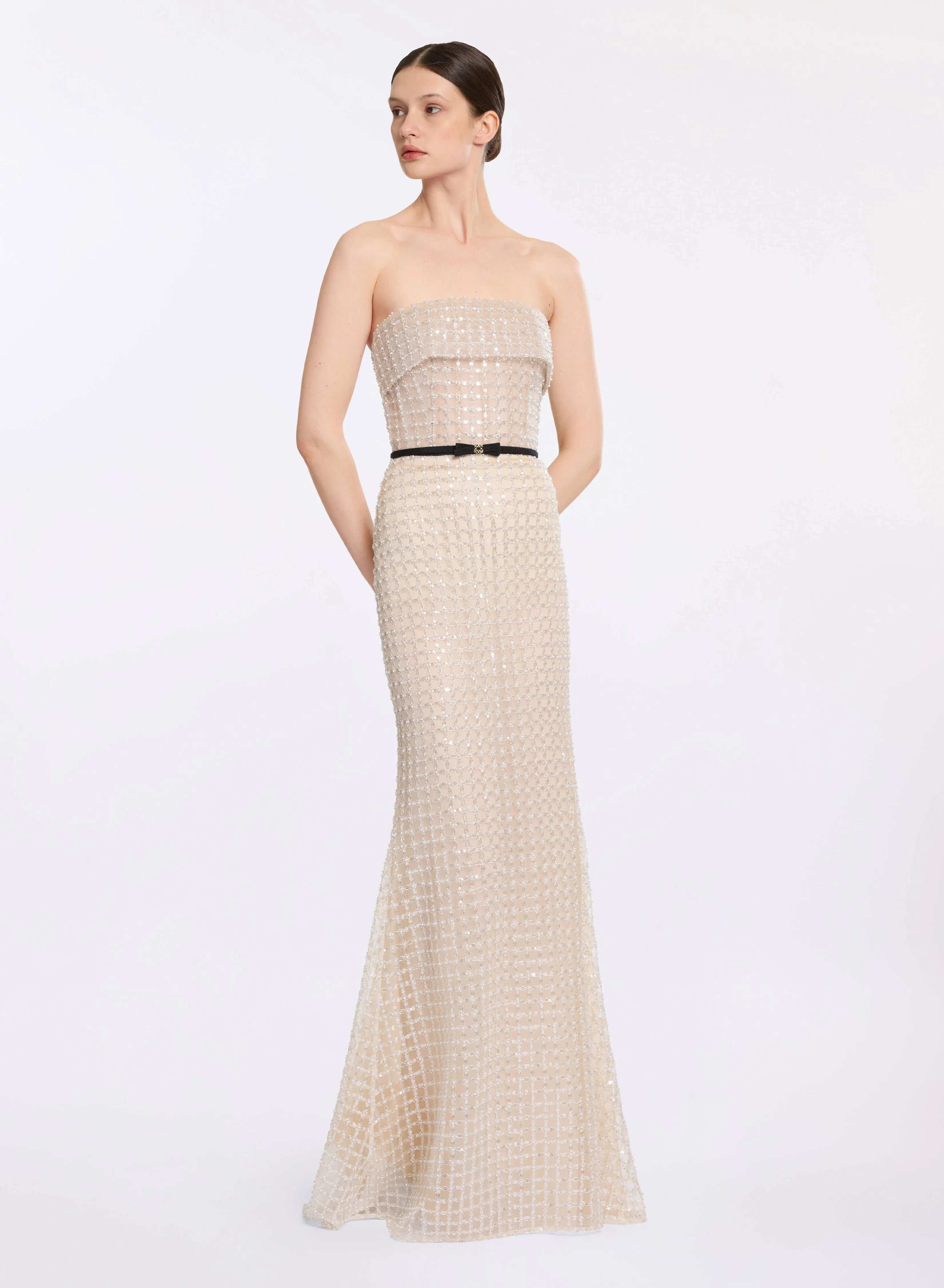 Strapless Pearl Long Dress sold by Elie Saab
