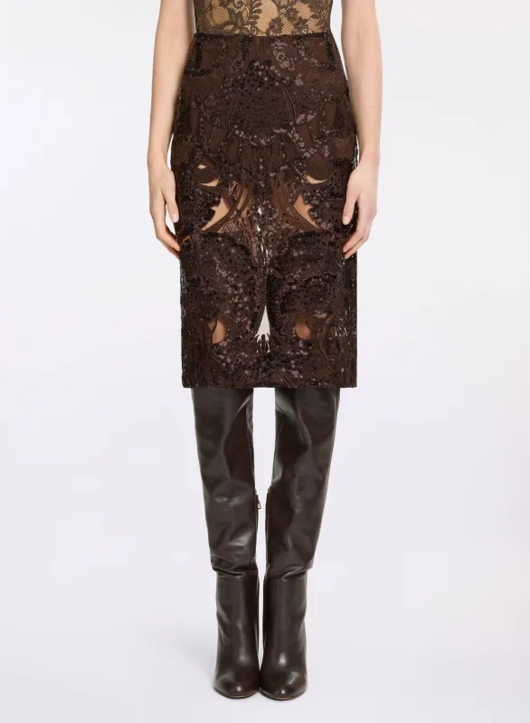 Sequin Embroidered Midi Skirt sold by Elie Saab