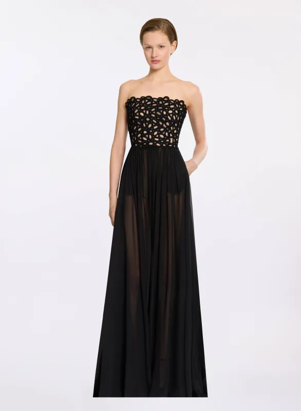 Macramé and Silk Long Dress sold by Elie Saab