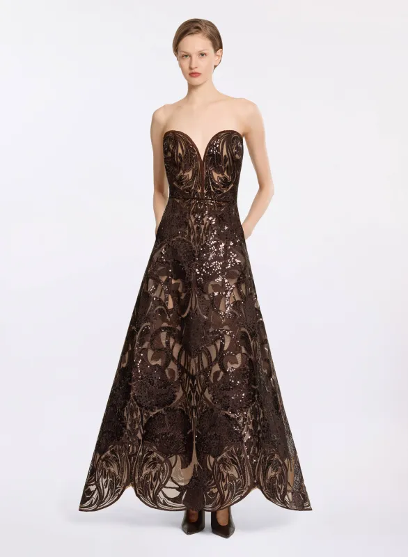 Sequin Embroidered Tulle Midi Dress sold by Elie Saab