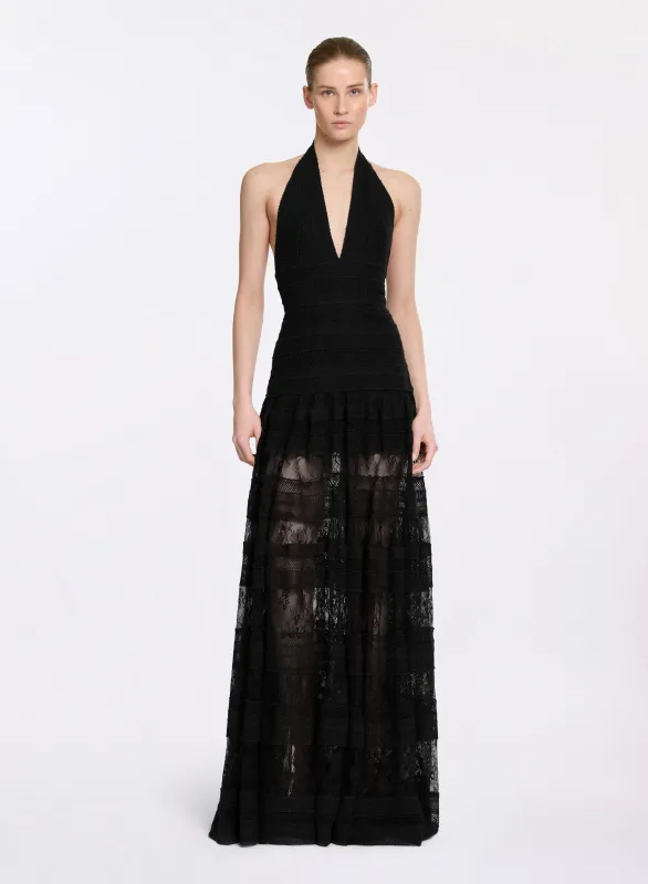 Macramé and Lace Long Dress sold by Elie Saab