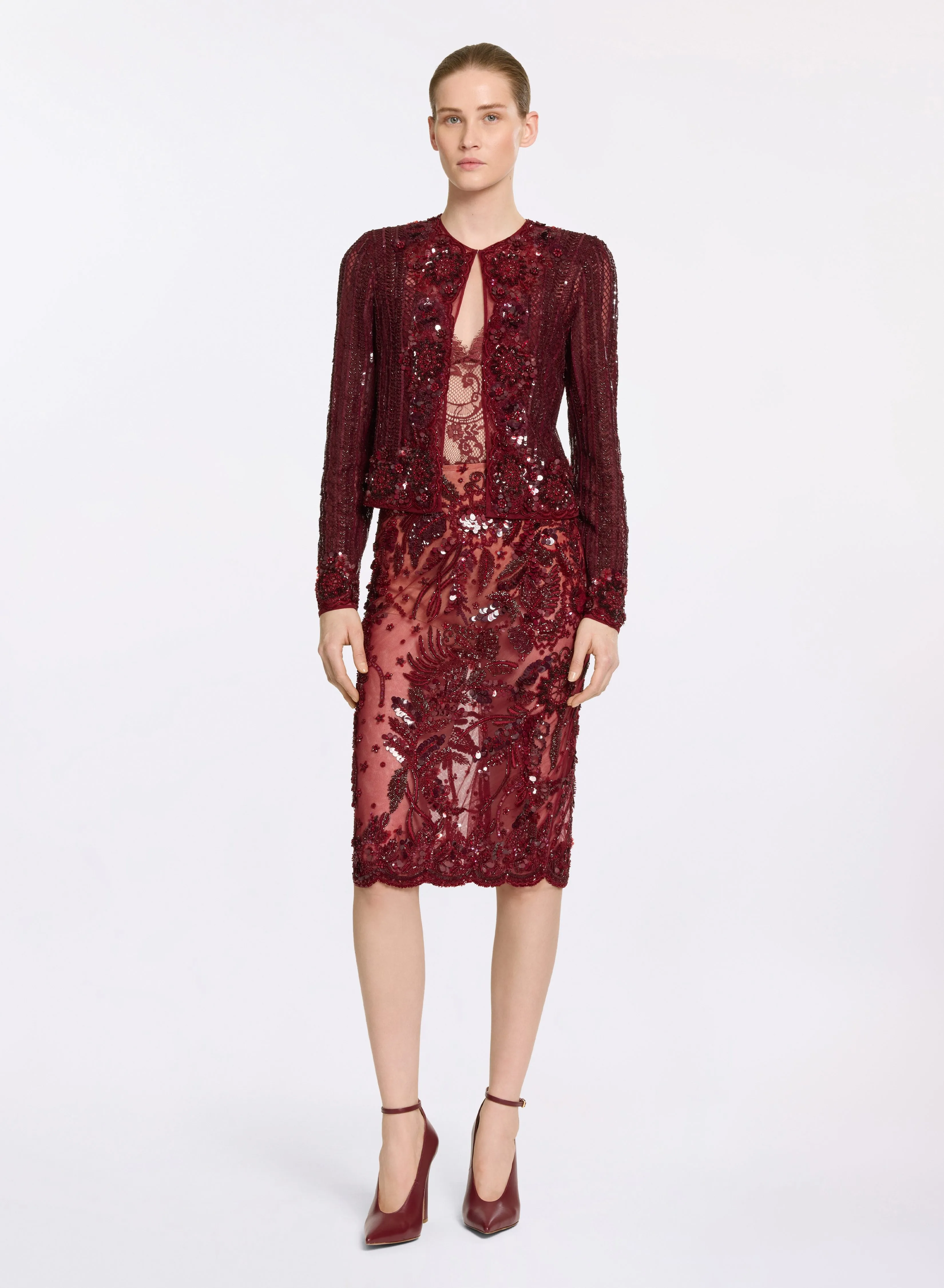 Bead Embroidered Midi Skirt sold by Elie Saab