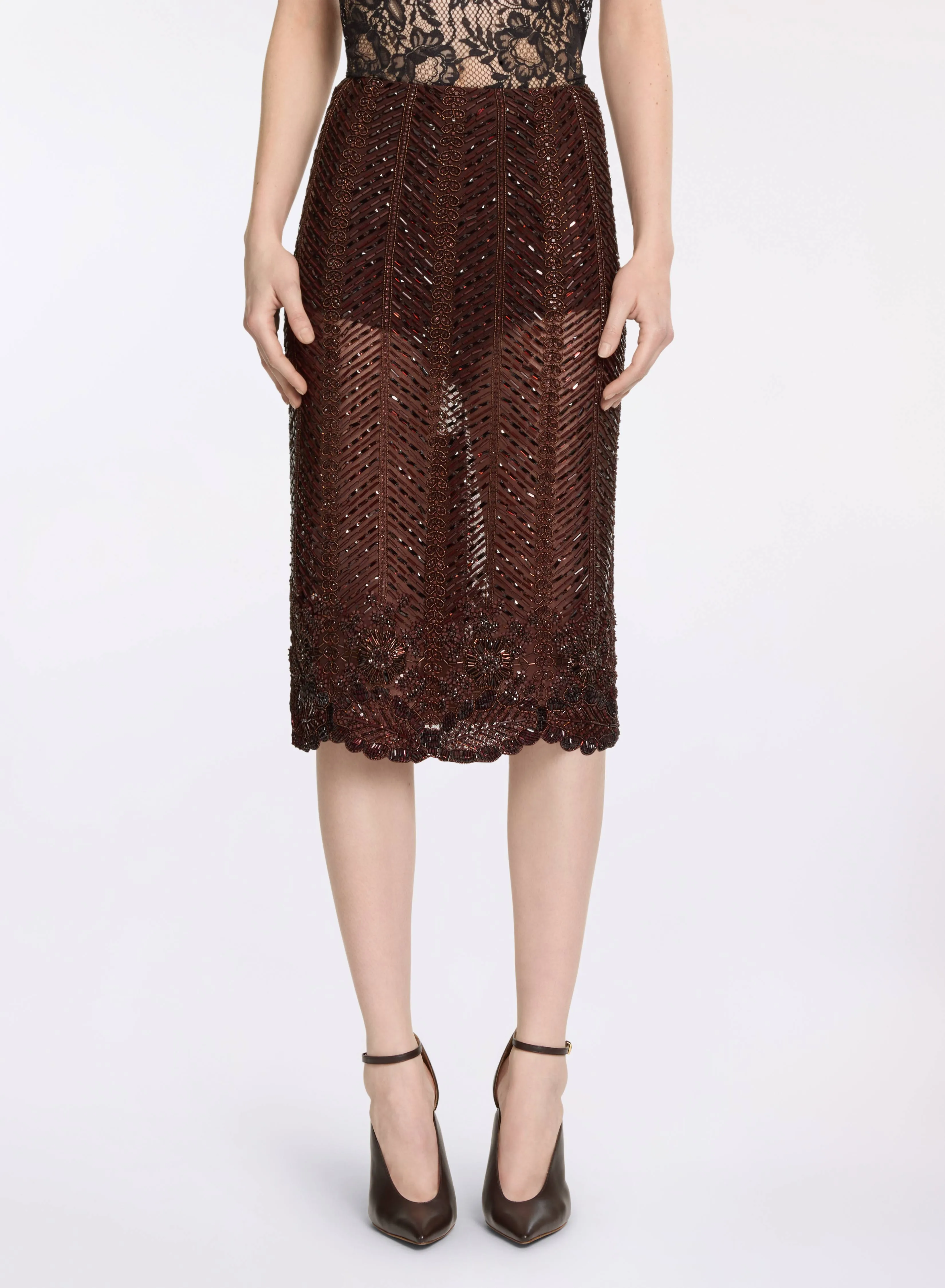 Bead Embroidered Midi Skirt sold by Elie Saab product image thumbnail 2
