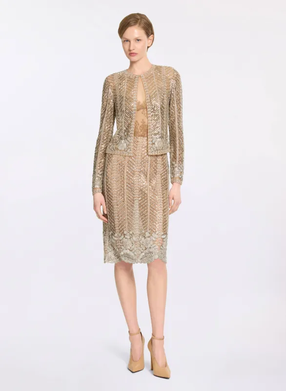 Bead Embroidered Midi Skirt sold by Elie Saab