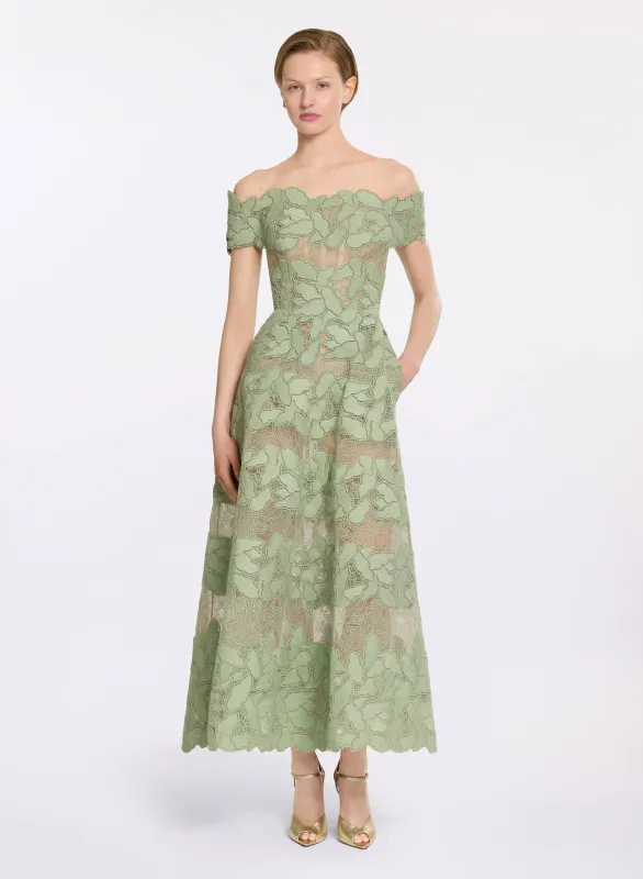Embroidered Tulle and Macramé Midi Dress sold by Elie Saab